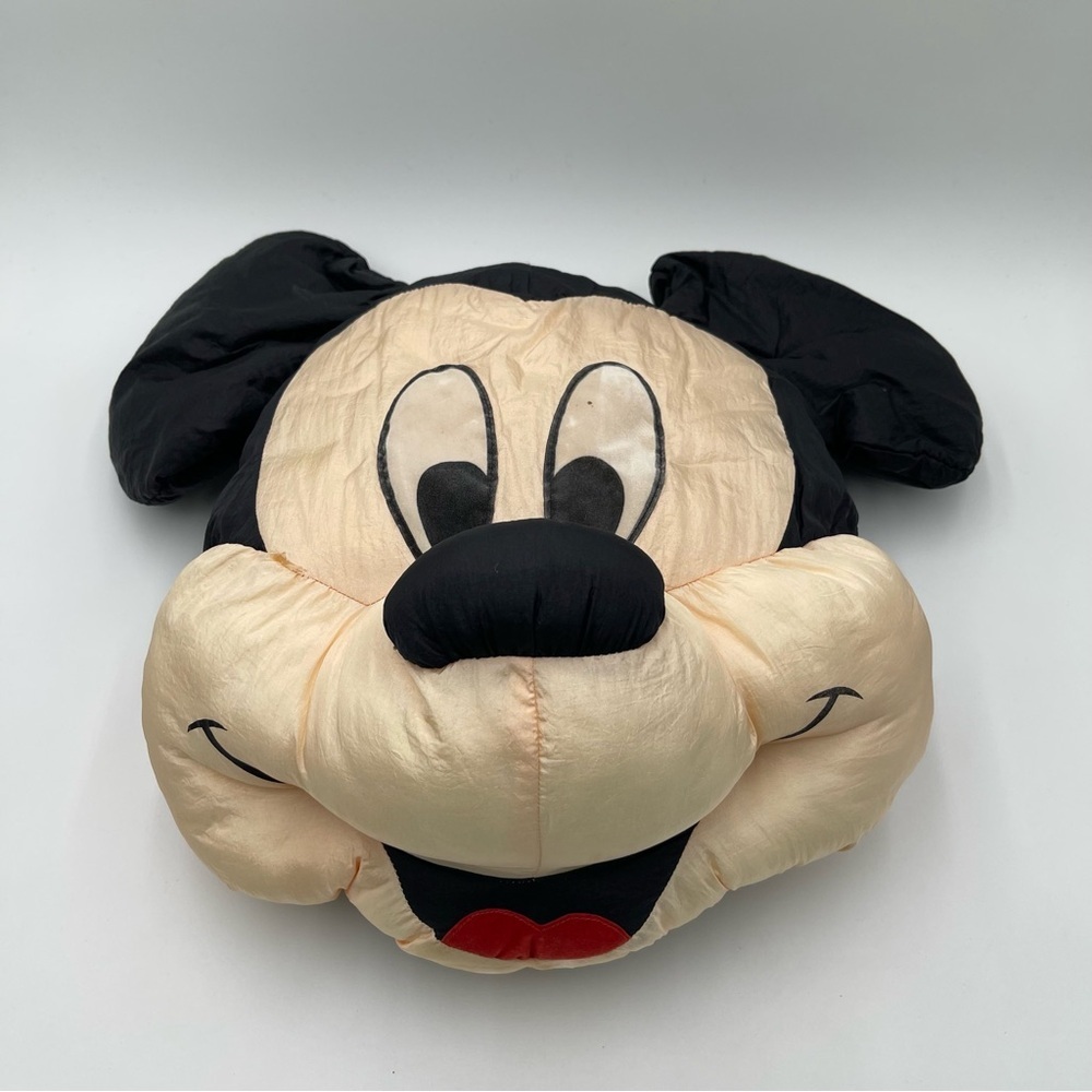 Vtg Nylon Mickey Mouse Head Plush Pillow Face Large Stuffed Toy 18” Kids Bedroom - Picture 3 of 10